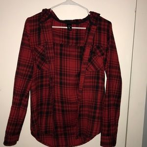 Red hooded flannel